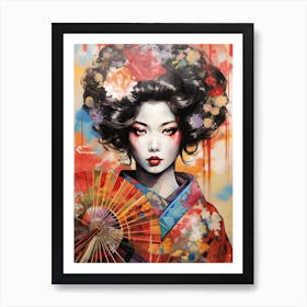 Grafitti Of A Geisha Street Art 7 Art Print