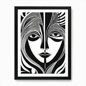 Linocut Piece Depicting of a woman, woman art, 164 Art Print