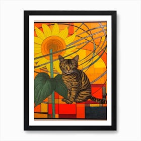 Sunflower With A Cat 4 Abstract Expressionist Poster