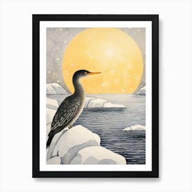 Winter Bird Painting Cormorant 4 Art Print