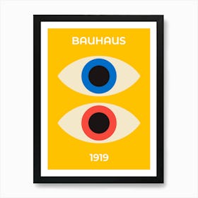  Bauhaus 1919, Eyes, Exhibition, 90s, 70s, vintage, retro, aesthteic, art, contemprary, European, exhibition, museum, classic, shapes, abstract, bold, geometric, boho, pattern, symmetry design Art Print