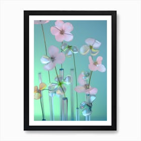 Pastel Flowers In Vases Art Print
