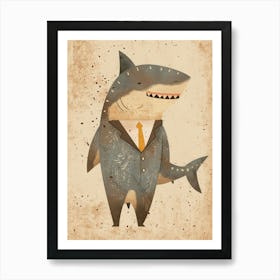 Shark In A Suit Muted Pastels Art Print