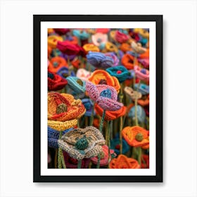 Field Of Poppies Knitted In Crochet 4 Art Print