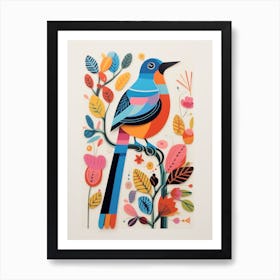 Colourful Scandi Bird Finch 1 Art Print