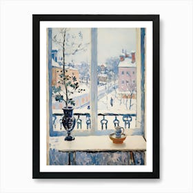 The Windowsill Of Helsinki   Finland Snow Inspired By Matisse 1 Art Print