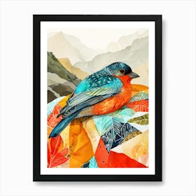 Bird In The Mountains animal watercolor Art Print