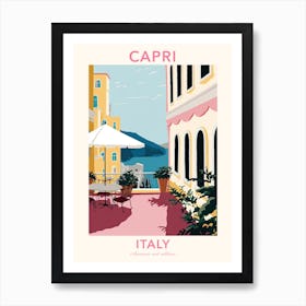 Capri, Italy, Flat Pastels Tones Illustration 2 Poster Art Print