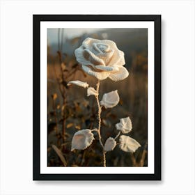 White Rose Knitted In Crochet 4 Art Print