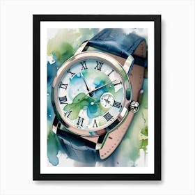 Watercolor Of A Watch Art Print