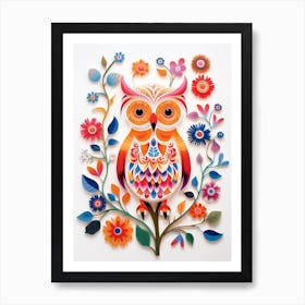 Scandinavian Bird Illustration Owl 1 Art Print