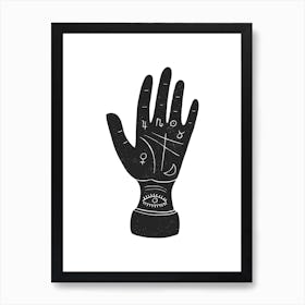 Palmistry Hand Black Art Print