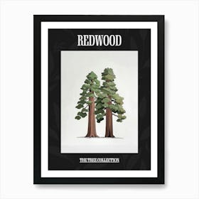 Redwood Tree Pixel Illustration 3 Poster Art Print