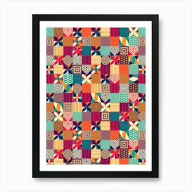 Colorful Geometric Pattern - Bauhaus Azulejo geometric pattern, mosaic #4 Art Print