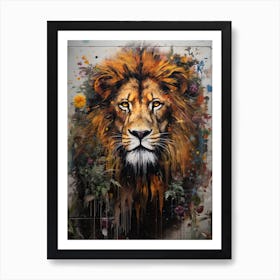 Lion Art Painting Mural Style 3 Art Print