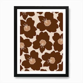 Retro Floral Brown Art Print