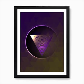 Geometric Neon Glyph on Jewel Tone Triangle Pattern 485 Art Print