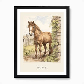 Beatrix Potter Inspired  Animal Watercolour Horse 1 Art Print