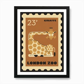 London Zoo Stamp Giraffe Kids Art Print Art Print