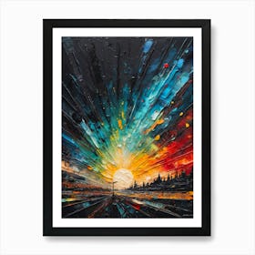 Sunset Abstract Paint Vibrant colors Art Print