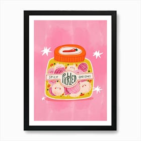 Spicy Pickled Onion Jar food Pink Art Print