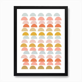 Modern Geometric Shapes in Earthy Pastel Blue Blush and Orange Art Print