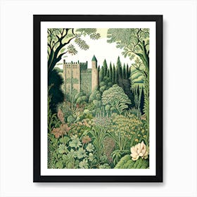 Powys Castle And Garden, United Kingdom Vintage Botanical Art Print