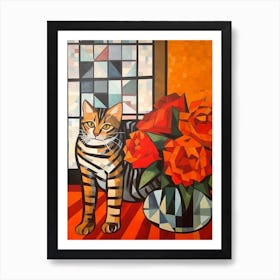 Dahlia With A Cat 4 Cubism Picasso Style Art Print