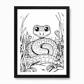 Line Art Jungle Animal Bushmaster Snake 2 Art Print