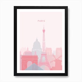 Pink And Blue Paris Skyline Art Print