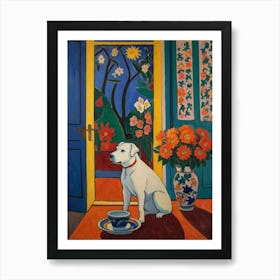 Dog In Front Of A Door Style Henri Matisse Art Print