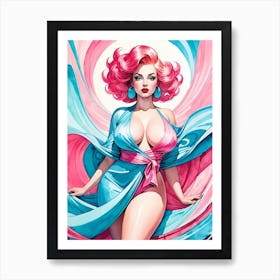 Portrait Of A Curvy Woman Wearing A Sexy Costume (5) Art Print