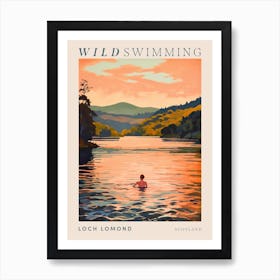 Wild Swimming At Loch Lomond Scotland 3 Poster Art Print