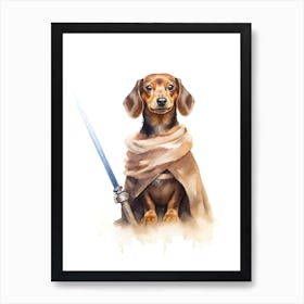 Dachshund Dog As A Jedi 1 Art Print