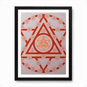 Geometric Abstract Glyph Circle Array in Tomato Red n.0267 Art Print