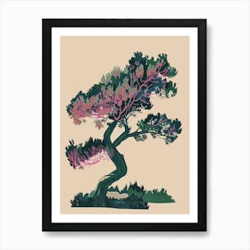 Juniper Tree Colourful Illustration 4 Art Print