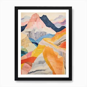 Great End England Colourful Mountain Illustration Art Print