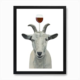 Goat With Wineglass Art Print