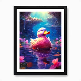 Duck In The Water Art Print