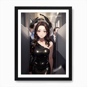Anime Girl In Black Dress Art Print