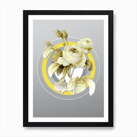 Botanical Provence Rose in Yellow and Gray Gradient n.442 Art Print