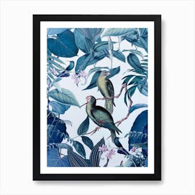 Blue Tropical Birds Art Print