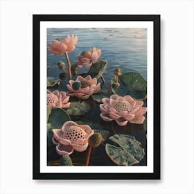 Pink Lotus Knitted In Crochet 5 Poster