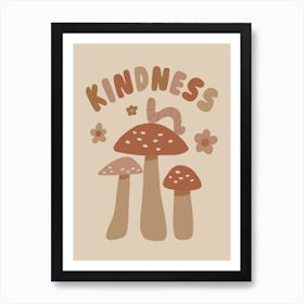 Kindness Worm Boho Cottagecore Nursery Kids Room Art Print