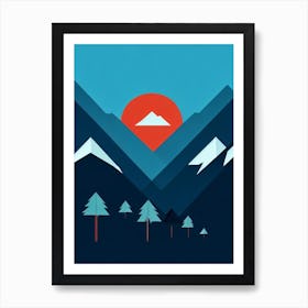 Panorama, Canada Modern Illustration Skiing Poster Art Print