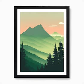 Misty Mountains Vertical Composition In Green Tone 76 Art Print