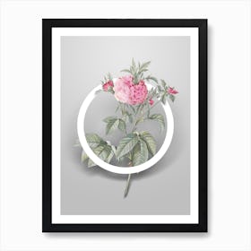 Vintage Pink Agatha Rose Minimalist Flower Geometric Circle on Soft Gray n.0440 Art Print
