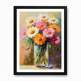 Glass Vase With Bouquet Gerbera Flowers Art Print