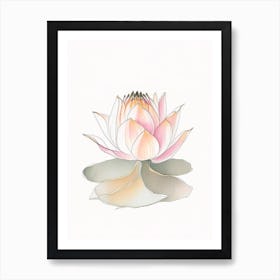 Lotus Flower, Buddhist Symbol Pencil Illustration 2 Art Print