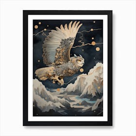 Great Horned Owl 4 Gold Detail Painting Art Print